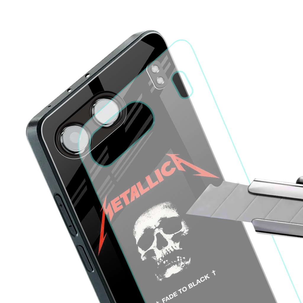 metallica black back phone cover | glass case for oneplus nord 4