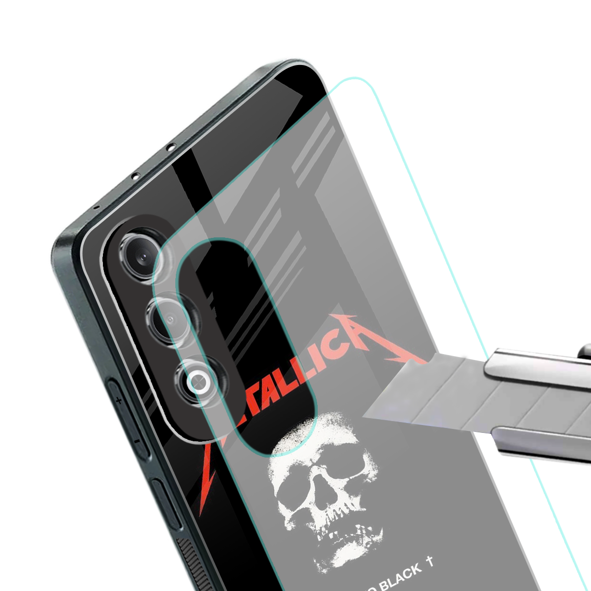 metallica black back phone cover | glass case for oneplus nord ce 4