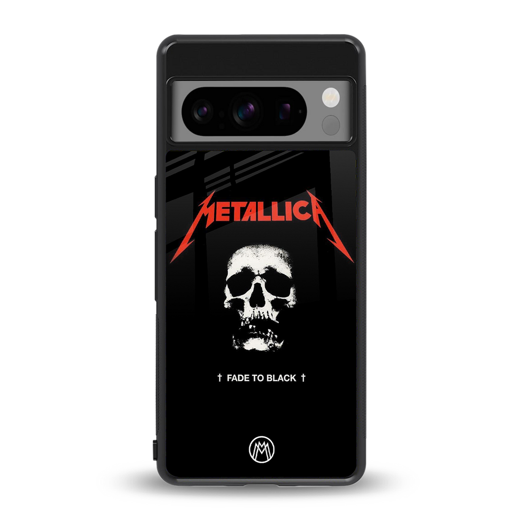 metallica black back phone cover | glass case for google pixel 8 pro
