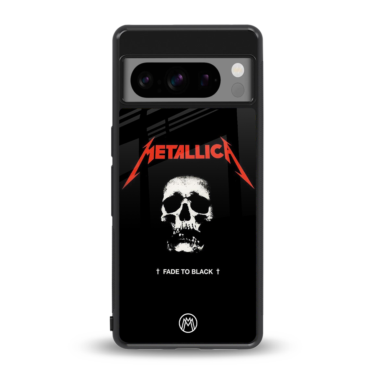 metallica black back phone cover | glass case for google pixel 8 pro