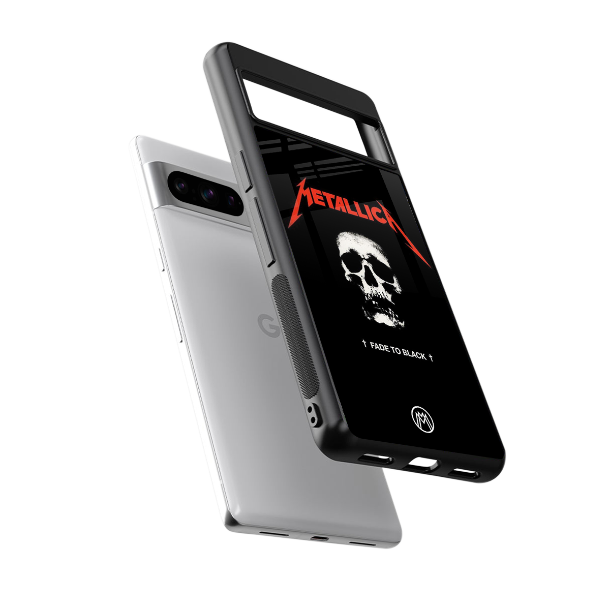 metallica black back phone cover | glass case for google pixel 8 pro