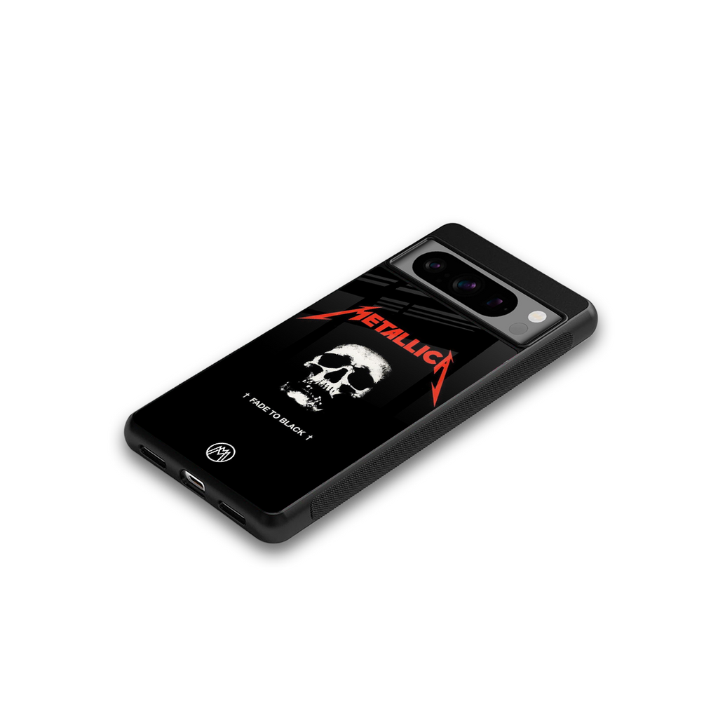 metallica black back phone cover | glass case for google pixel 8 pro