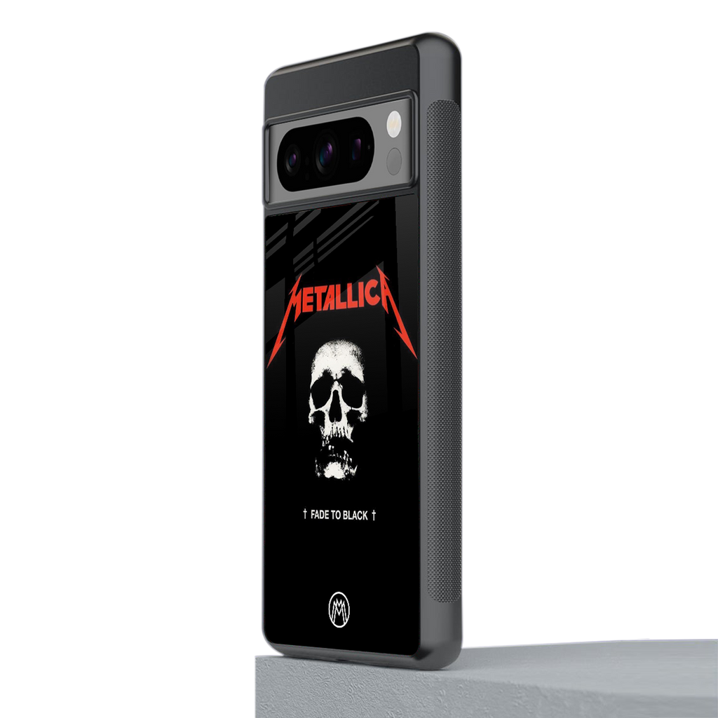metallica black back phone cover | glass case for google pixel 8 pro