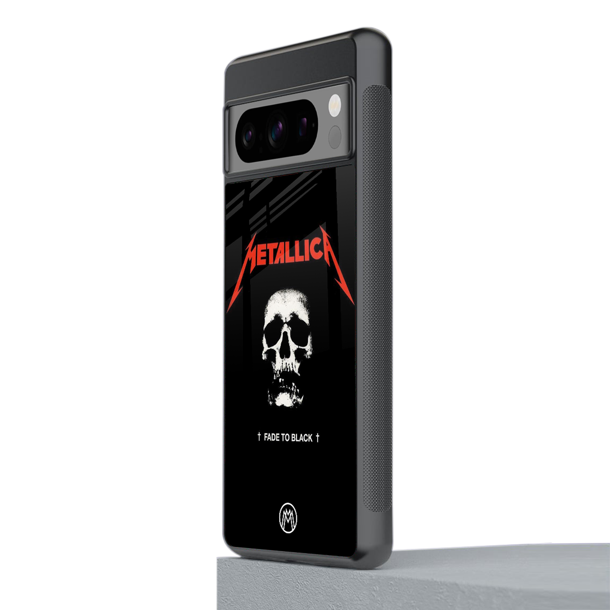 metallica black back phone cover | glass case for google pixel 8 pro