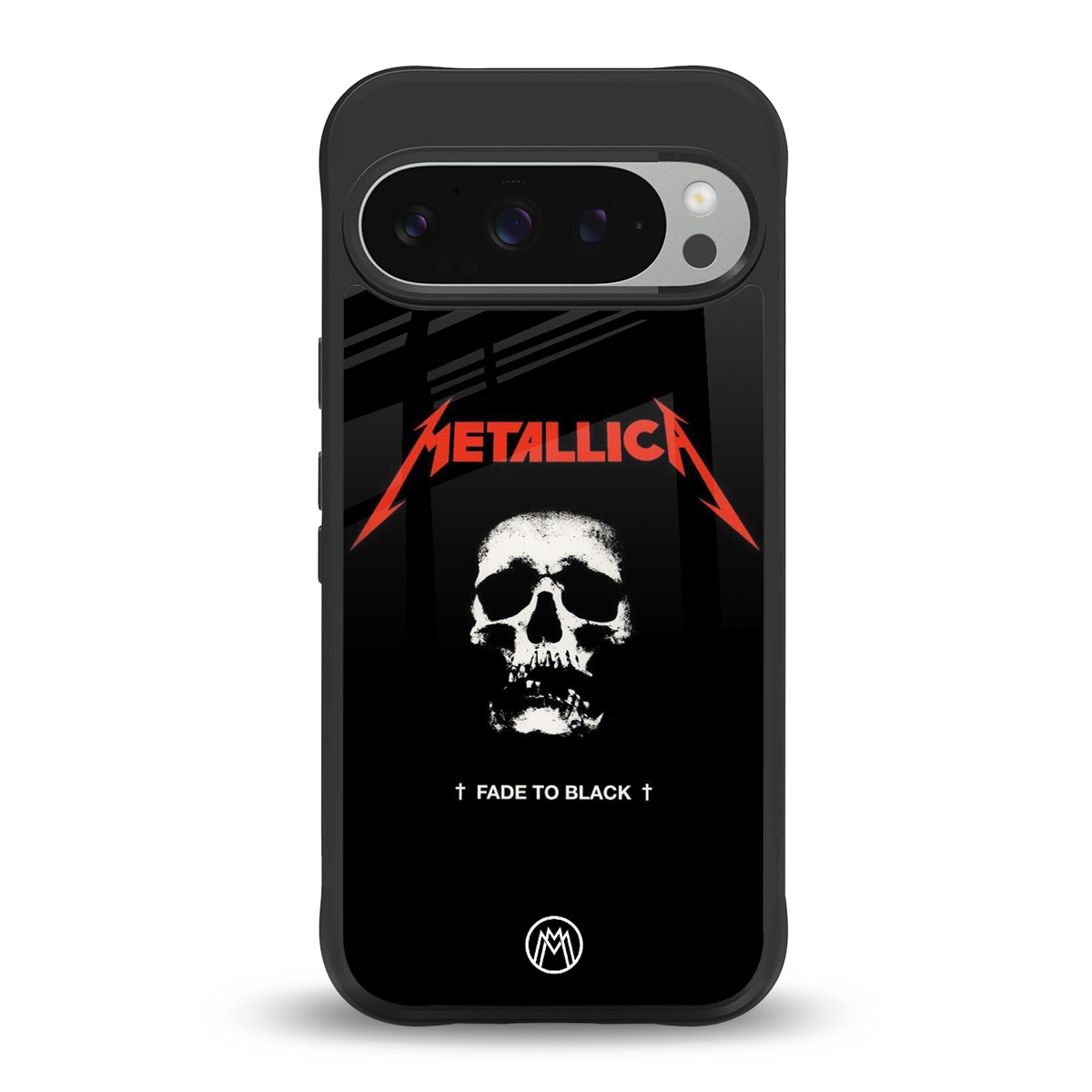 metallica black back phone cover | glass case for google pixel 9 pro xl