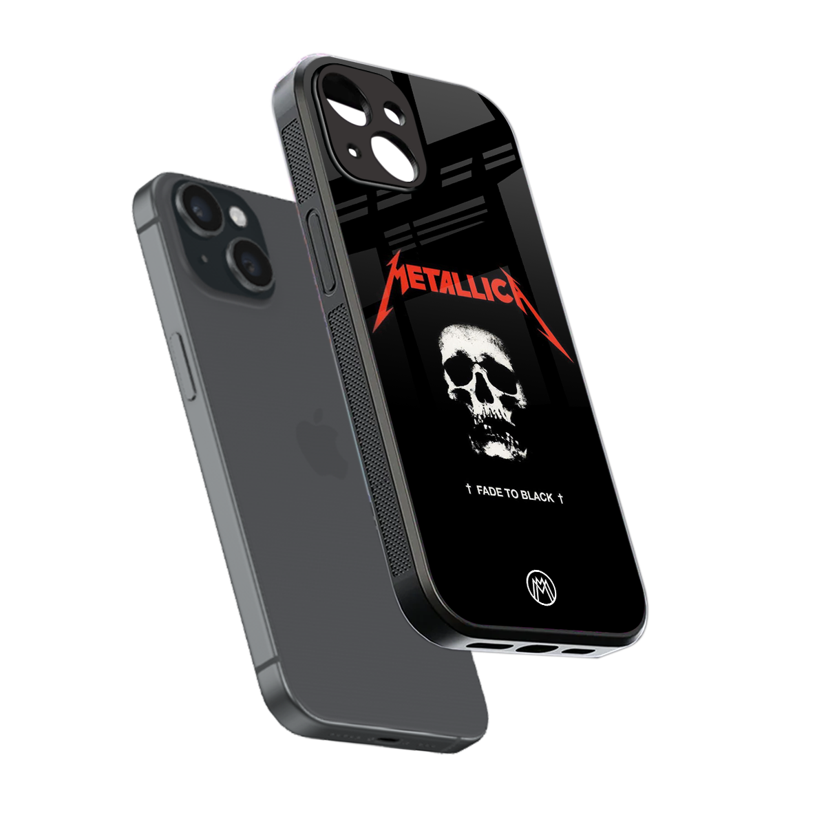 metallica black back phone cover | glass case for iphone 15