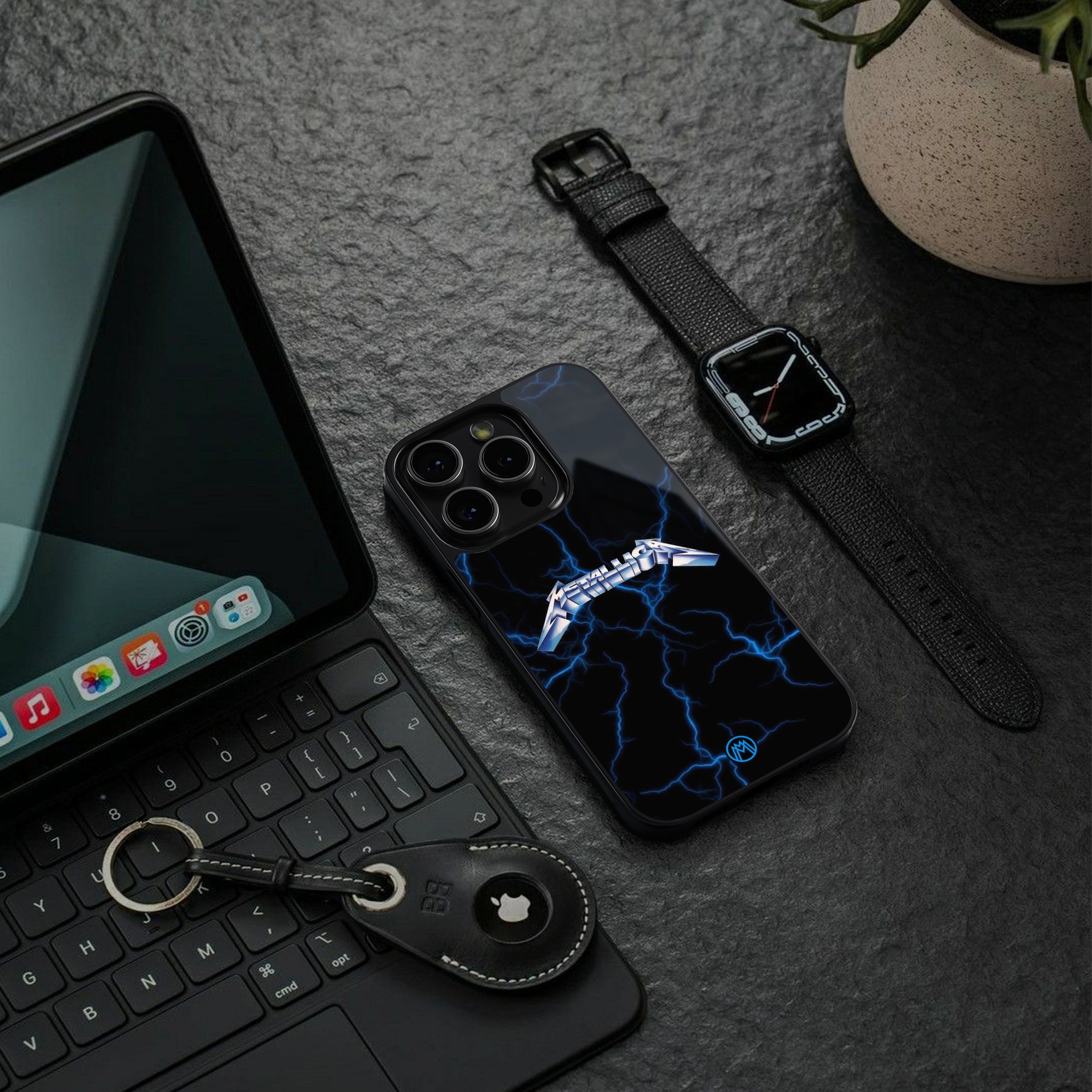 metallica back phone cover | glass case for iphone 15 pro max