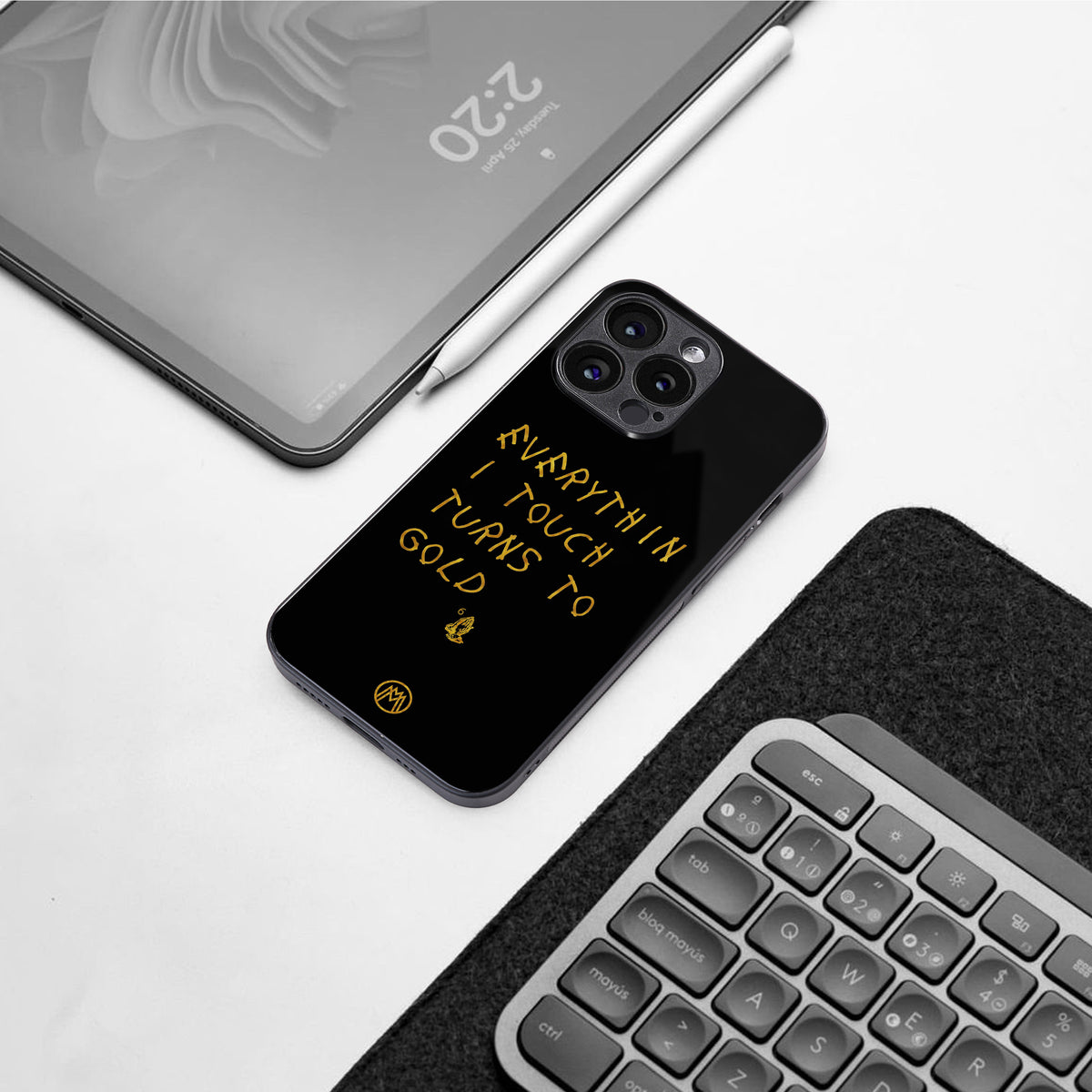 midas touch back phone cover | glass case for iphone 16 pro
