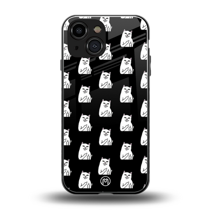 middle finger cat meme back phone cover | glass case for iphone 13 mini