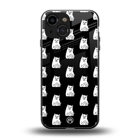 middle finger cat meme back phone cover | glass case for iphone 13 mini