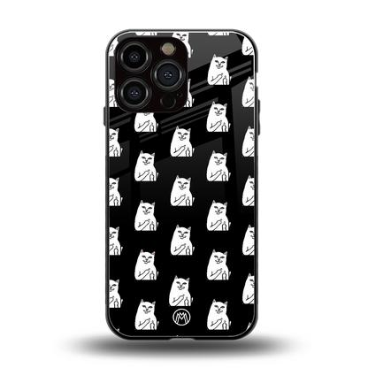 middle finger cat meme back phone cover | glass case for iphone 13 pro max