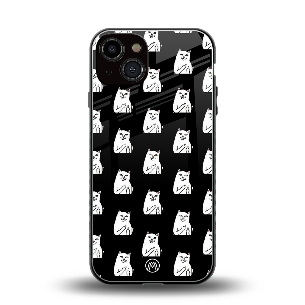 middle finger cat meme back phone cover | glass case for iphone 13