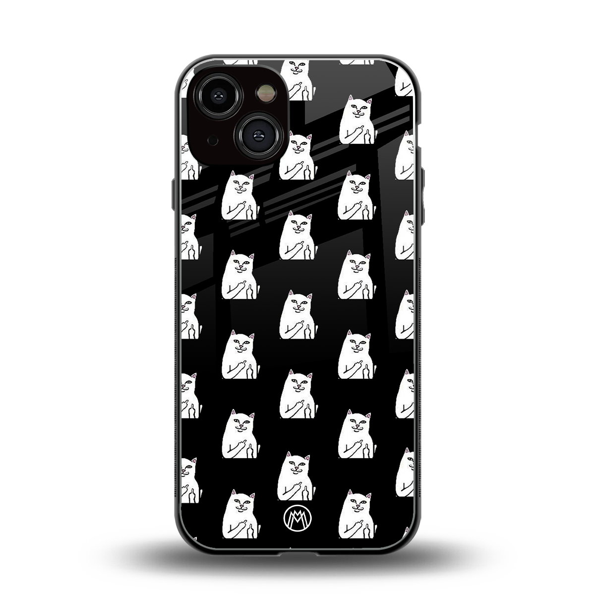 middle finger cat meme back phone cover | glass case for iphone 13