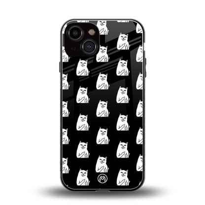 middle finger cat meme back phone cover | glass case for iphone 13