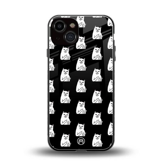 middle finger cat meme back phone cover | glass case for iphone 13