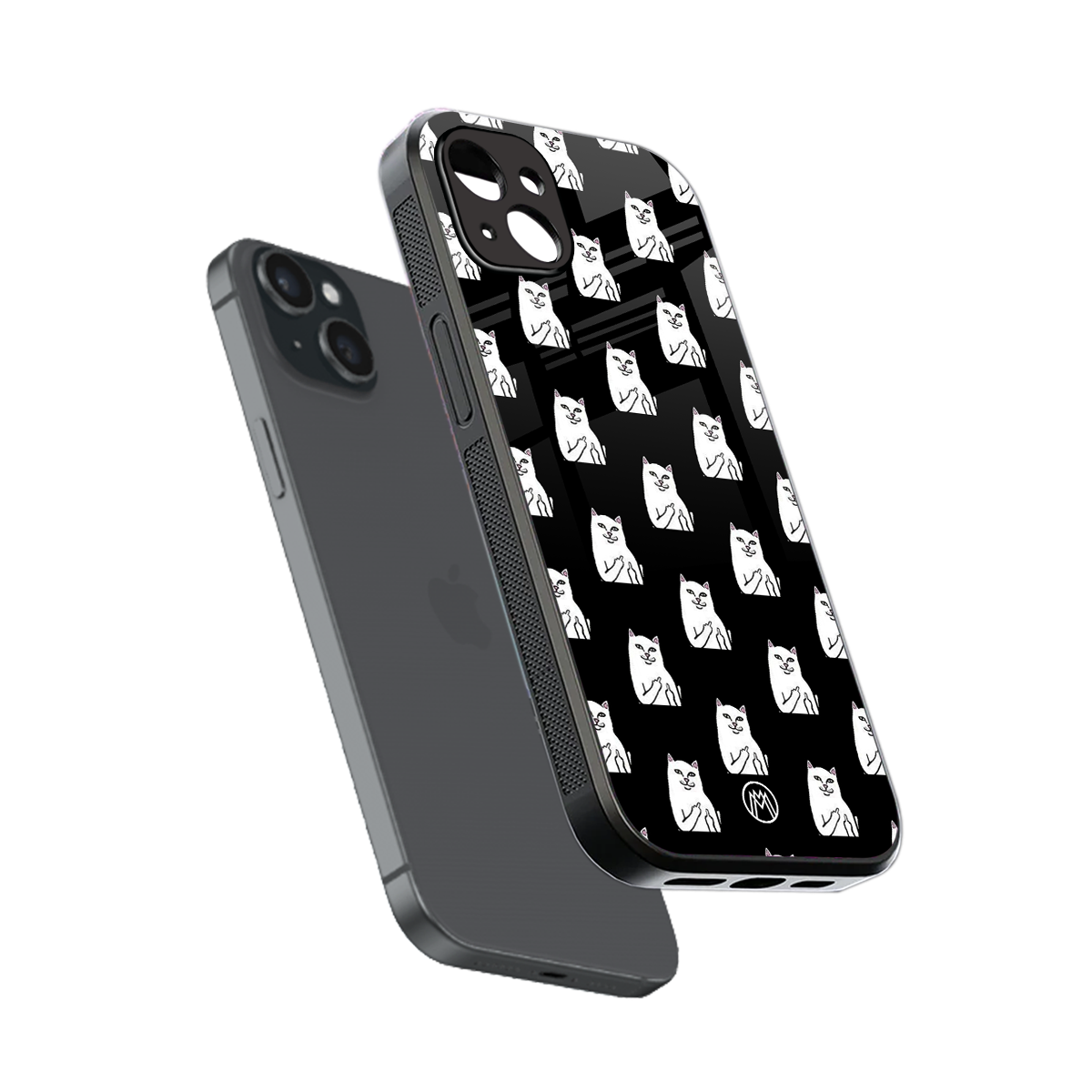 middle finger cat meme back phone cover | glass case for iphone 14 plus