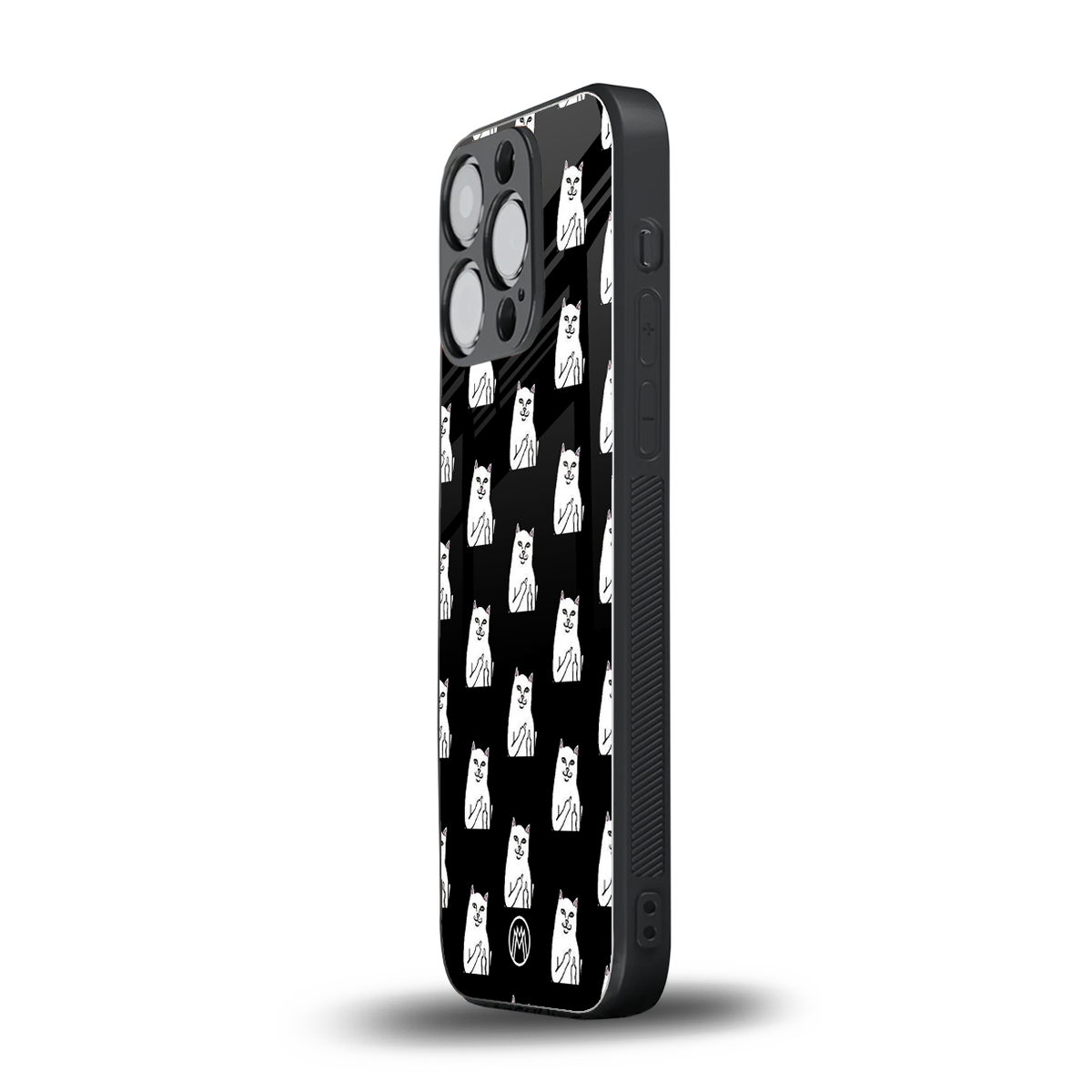 middle finger cat meme back phone cover | glass case for iphone 15 pro