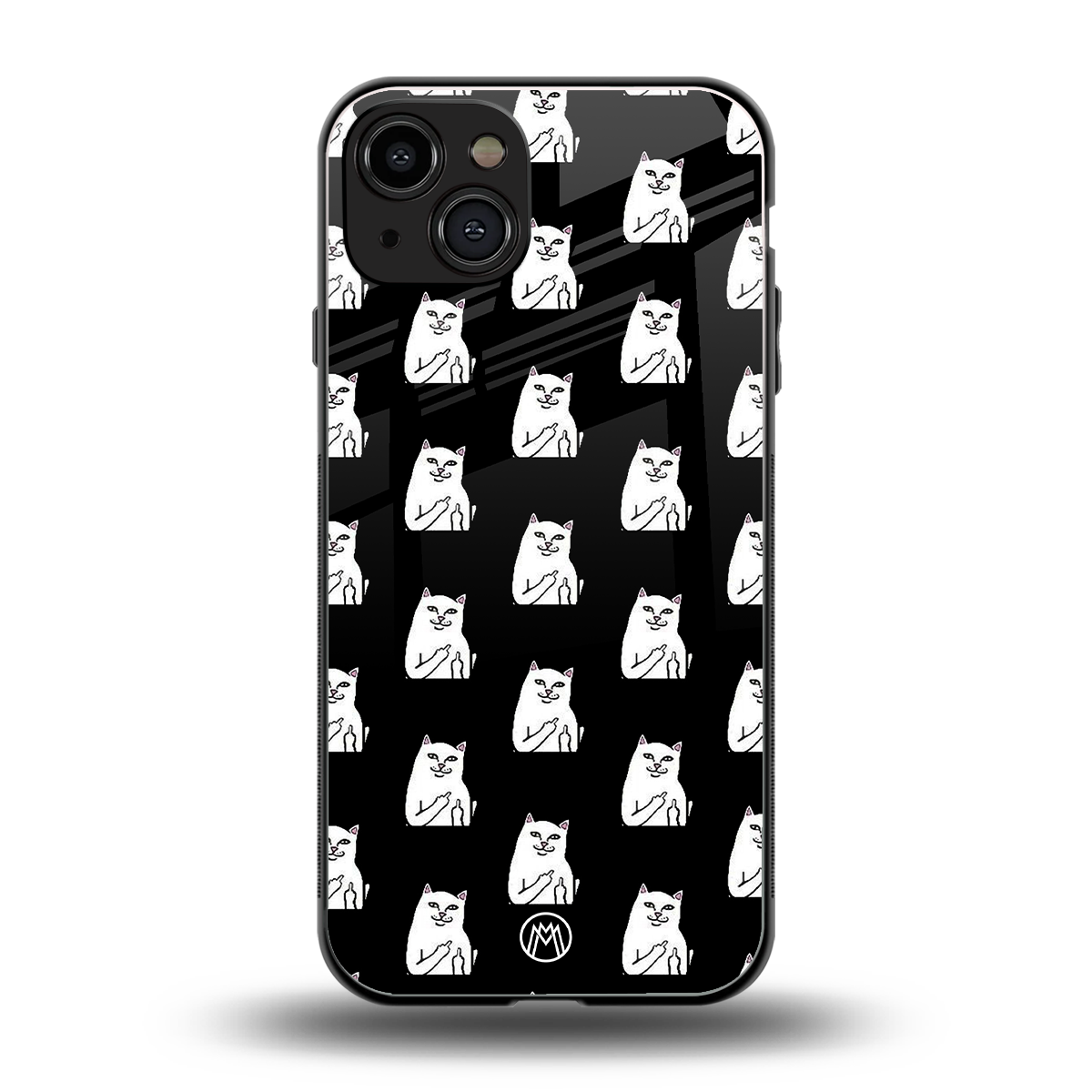 middle finger cat meme back phone cover | glass case for iphone 14