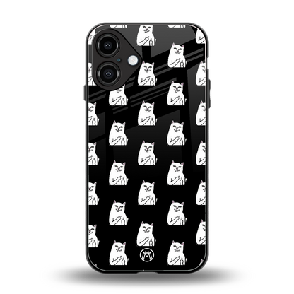 middle finger cat meme back phone cover | glass case for iphone 16 plus