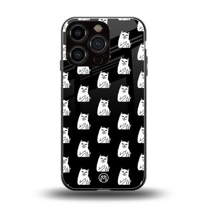 middle finger cat meme back phone cover | glass case for iphone 16 pro