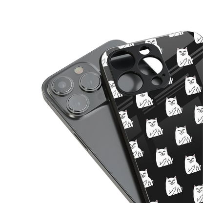 middle finger cat meme back phone cover | glass case for iphone 15 pro