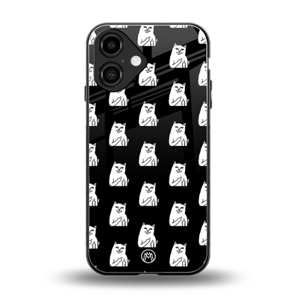 middle finger cat meme back phone cover | glass case for iphone 16