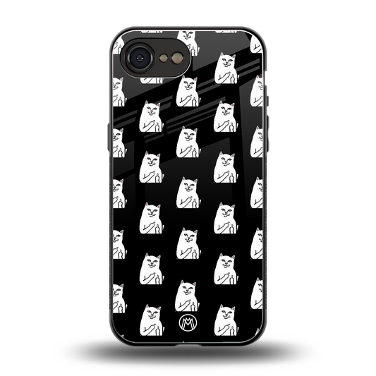 middle finger cat meme back phone cover | glass case for iphone 16e