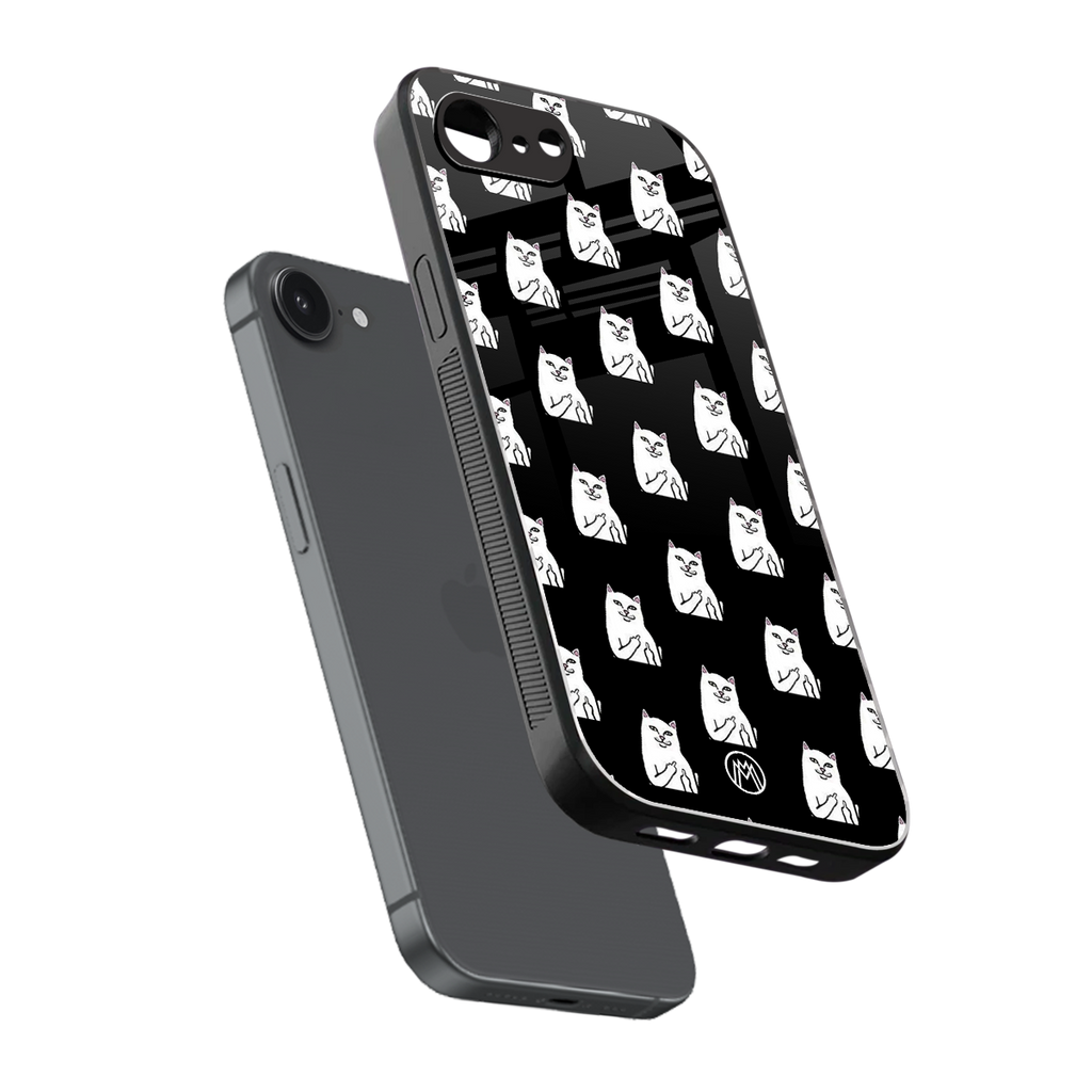 middle finger cat meme back phone cover | glass case for iphone 16e
