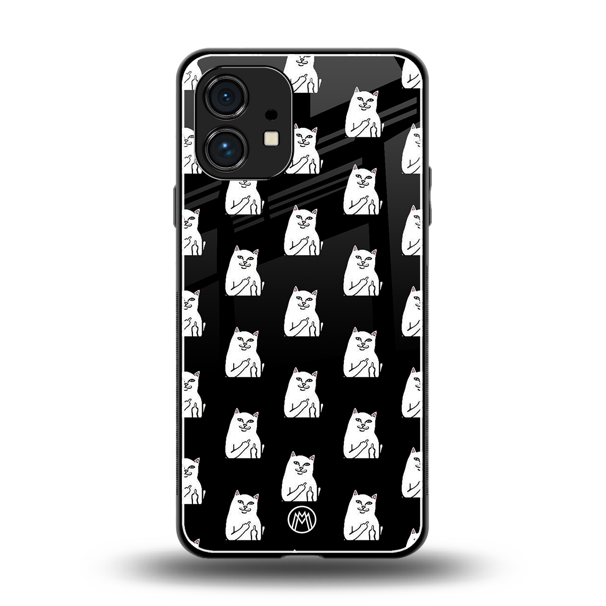 middle finger cat meme back phone cover | glass case for nothing phone 1