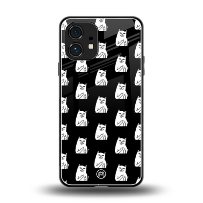 middle finger cat meme back phone cover | glass case for nothing phone 1