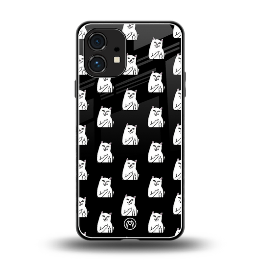 middle finger cat meme back phone cover | glass case for nothing phone 1