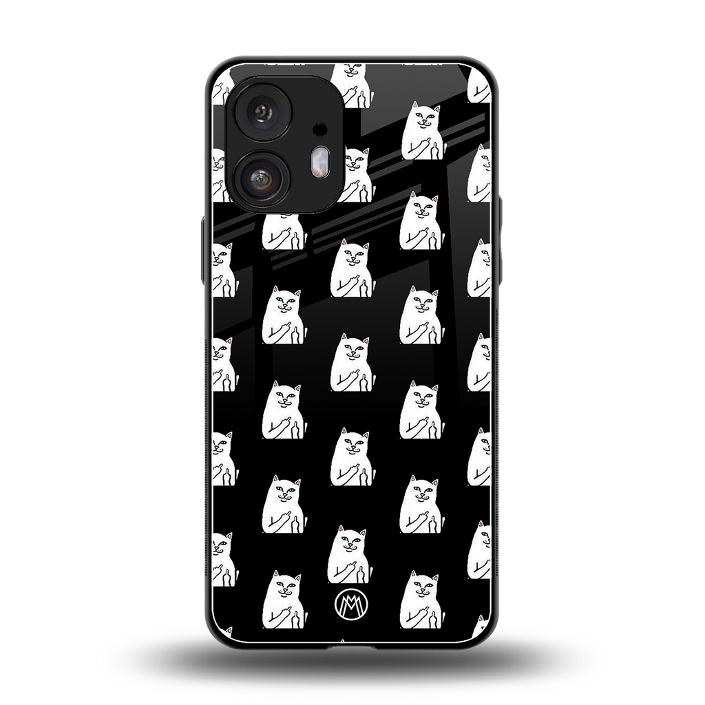 middle finger cat meme back phone cover | glass case for nothing phone 2