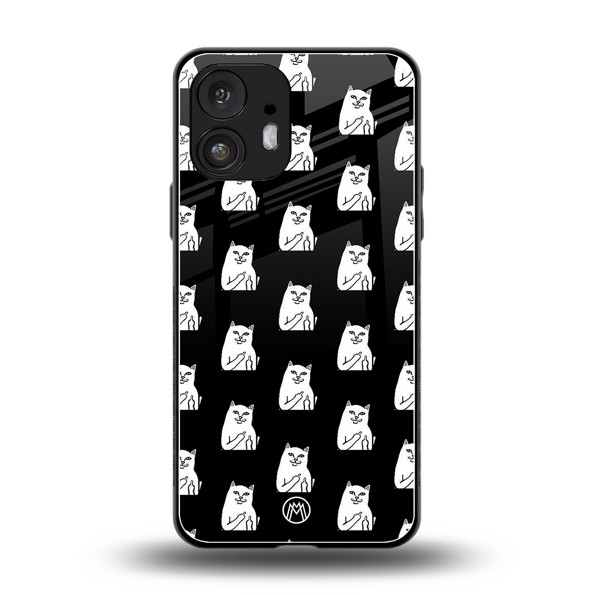 middle finger cat meme back phone cover | glass case for nothing phone 2