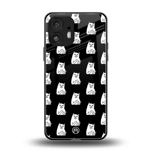 middle finger cat meme back phone cover | glass case for nothing phone 2