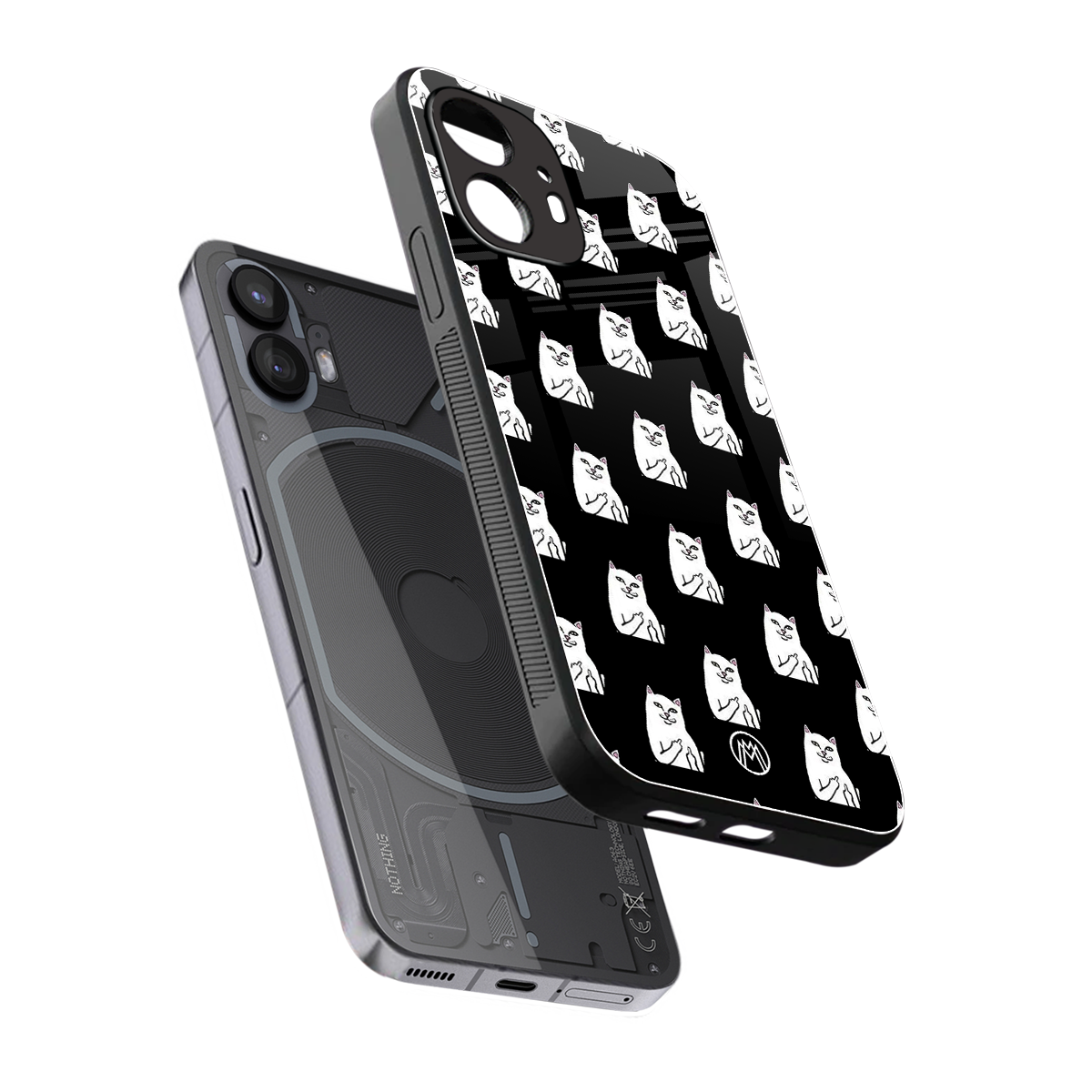 middle finger cat meme back phone cover | glass case for nothing phone 2