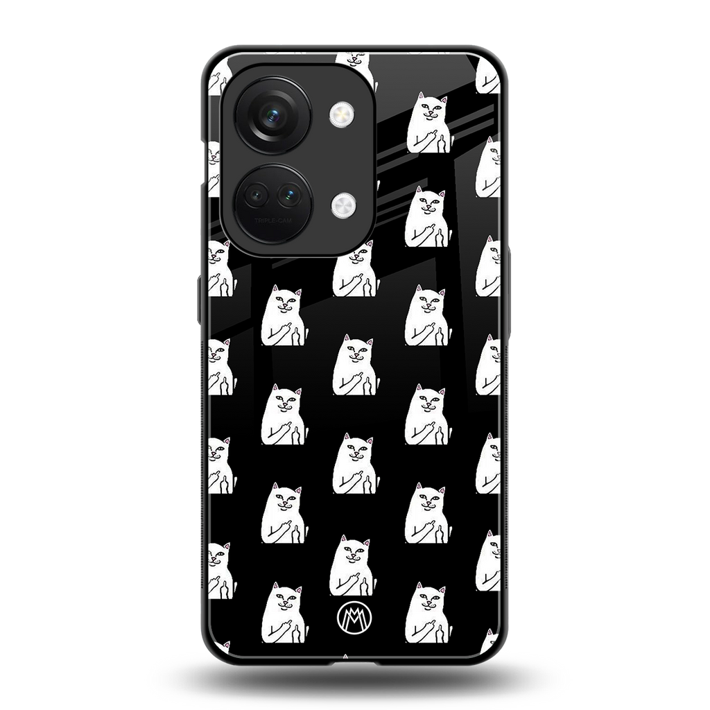 middle finger cat meme back phone cover | glass case for oneplus nord 3