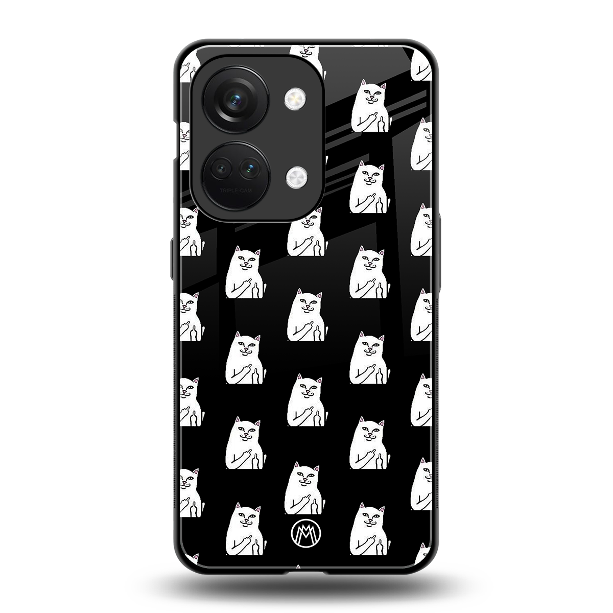 middle finger cat meme back phone cover | glass case for oneplus nord 3