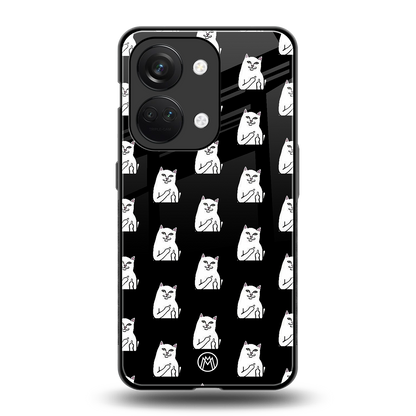middle finger cat meme back phone cover | glass case for oneplus nord 3