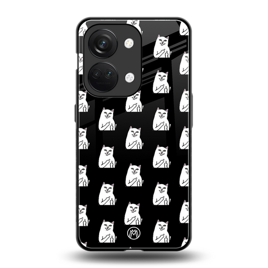 middle finger cat meme back phone cover | glass case for oneplus nord 3