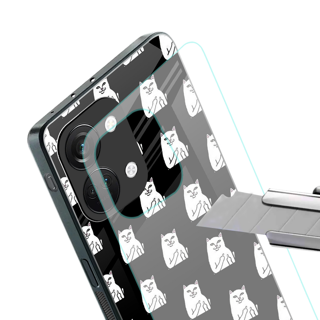 middle finger cat meme back phone cover | glass case for oneplus nord 3