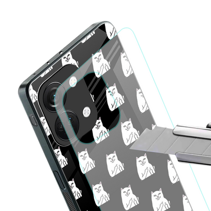 middle finger cat meme back phone cover | glass case for oneplus nord 3