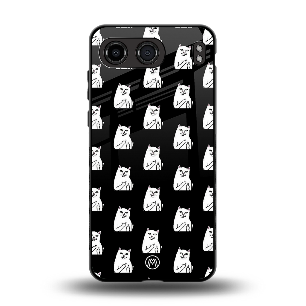 middle finger cat meme back phone cover | glass case for oneplus nord 4