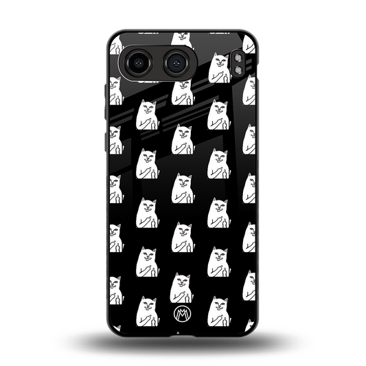 middle finger cat meme back phone cover | glass case for oneplus nord 4