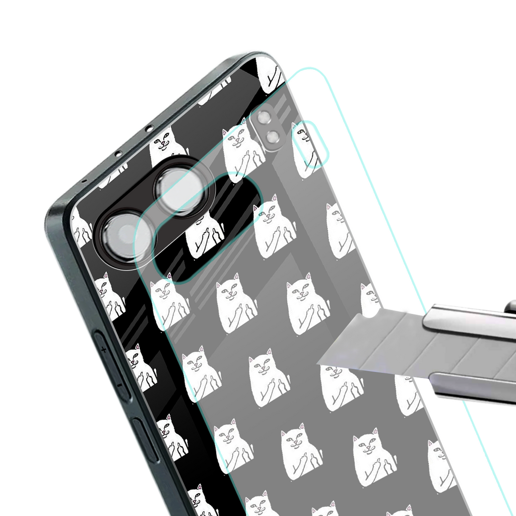 middle finger cat meme back phone cover | glass case for oneplus nord 4