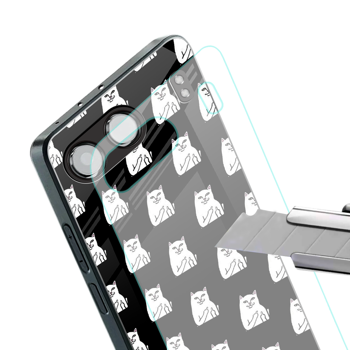 middle finger cat meme back phone cover | glass case for oneplus nord 4