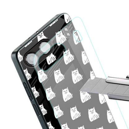 middle finger cat meme back phone cover | glass case for oneplus nord 4