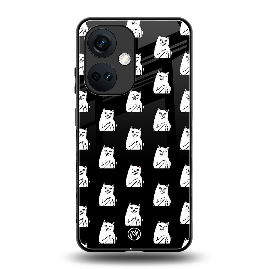middle finger cat meme back phone cover | glass case for oneplus nord ce 3