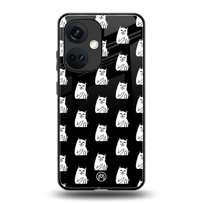 middle finger cat meme back phone cover | glass case for oneplus nord ce 3