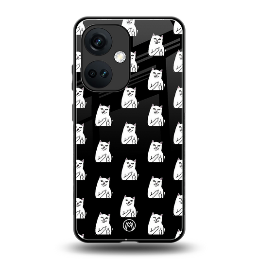 middle finger cat meme back phone cover | glass case for oneplus nord ce 3