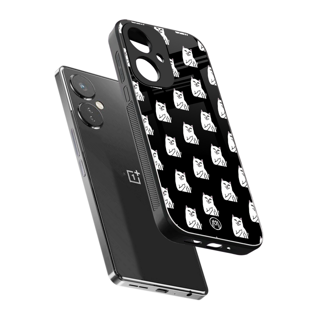 middle finger cat meme back phone cover | glass case for oneplus nord ce 3